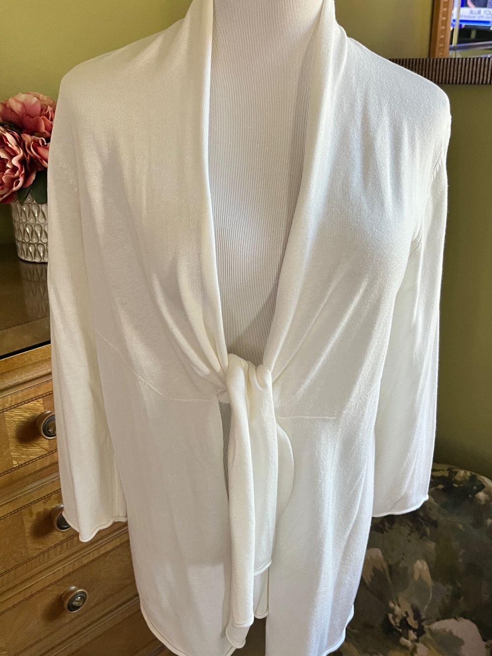 Jones New York White Tie-Front Cardigan